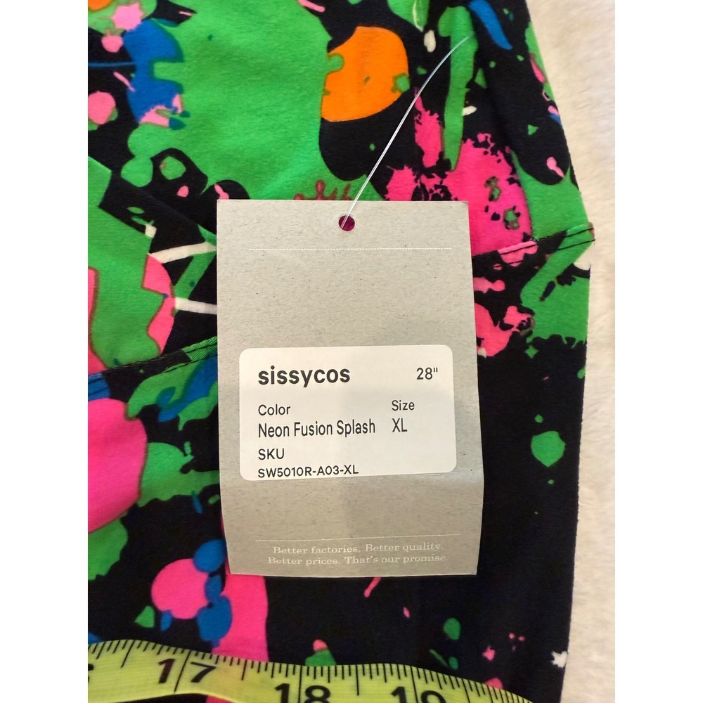 Sissycos Neon Fusion Splash Paint Splatter Leggings XL High Waist SW5010R-A03-XL - Picture 6 of 6